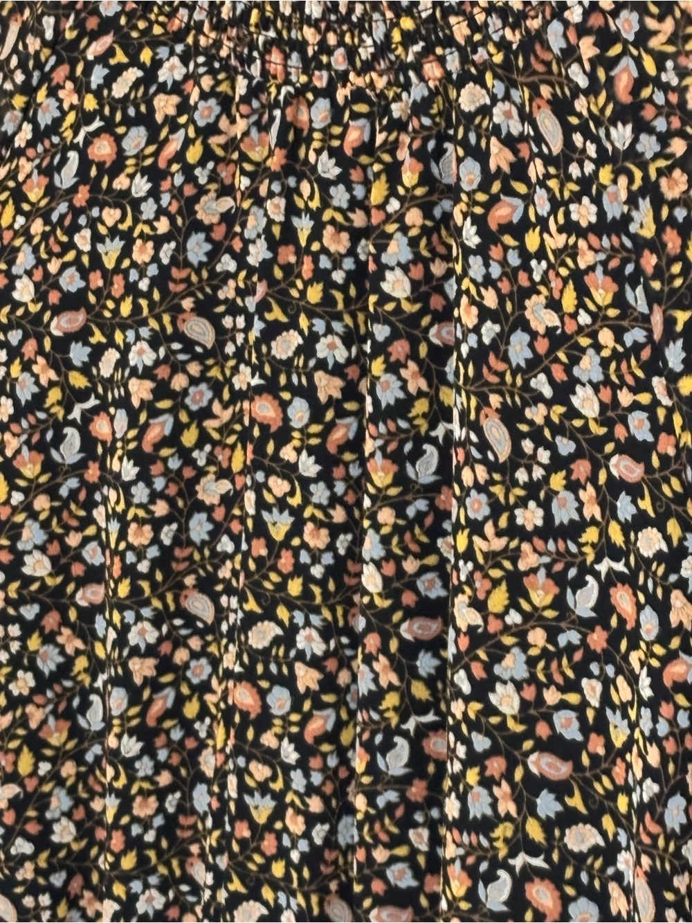 Madewell Floral Smocked Midi Dress Black Multi Stretch Waist Flowy Soft Drape - Picture 9 of 12